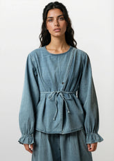 Denim Wrap Two Piece Pant Set Two Piece Sets Kate Hewko 