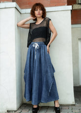 Distressed Denim Wide Leg Pants Pants Kate Hewko 