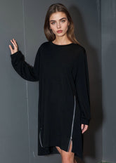 Double Zip Long Sleeve Dress - Kate Hewko Black / One size Double Zip Long Sleeve Dress - Kate Hewko Black / One size
