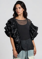 Dramatic Ruffle Sleeve Mesh Top Blouses Kate Hewko 