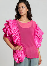 Dramatic Ruffle Sleeve Mesh Top Blouses Kate Hewko 
