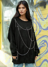 Draped Chain Knit Sweater Sweaters Kate Hewko 