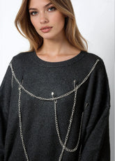 Draped Chain Knit Sweater Sweaters Kate Hewko 