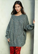 Draped Chain Knit Sweater Sweaters Kate Hewko 