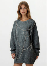 Draped Chain Knit Sweater Sweaters Kate Hewko 