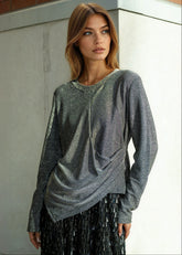 Draped Glitter Long Sleeve Long Sleeve Tees Kate Hewko 
