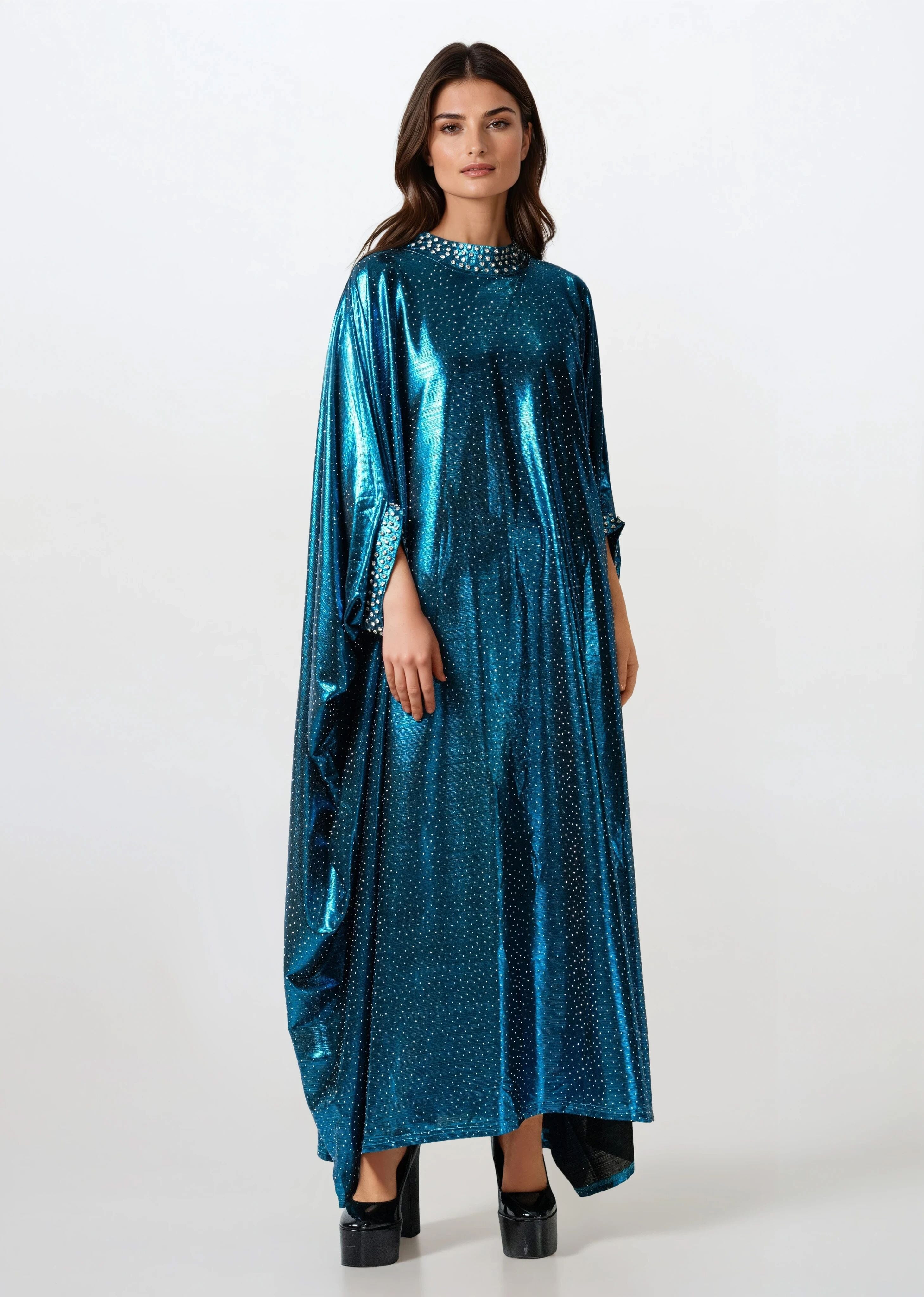 rhinestone dresses for women Draped Rhinestone Kaftan Dress