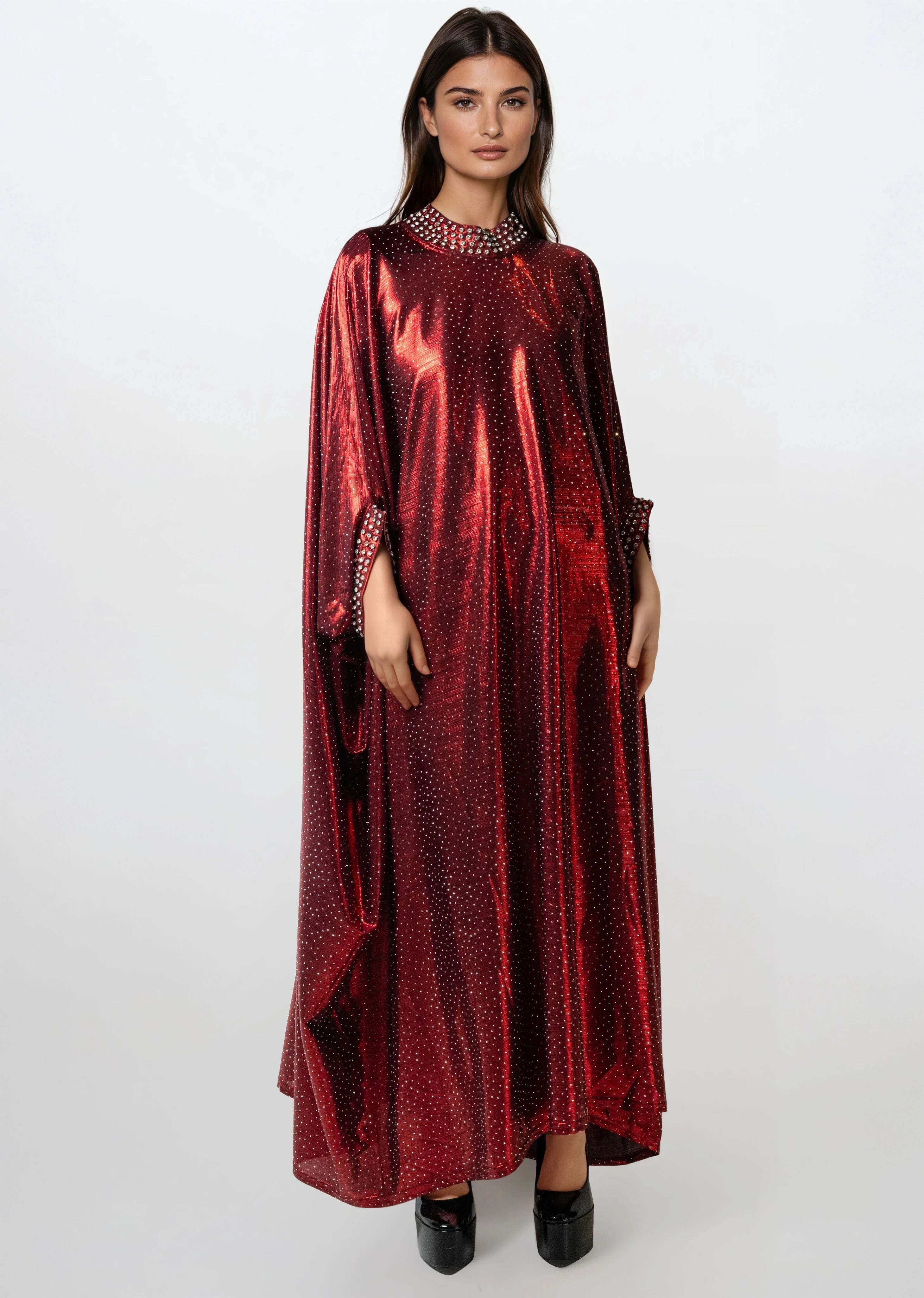 silk kaftan dresses for women Draped Rhinestone Kaftan Dress