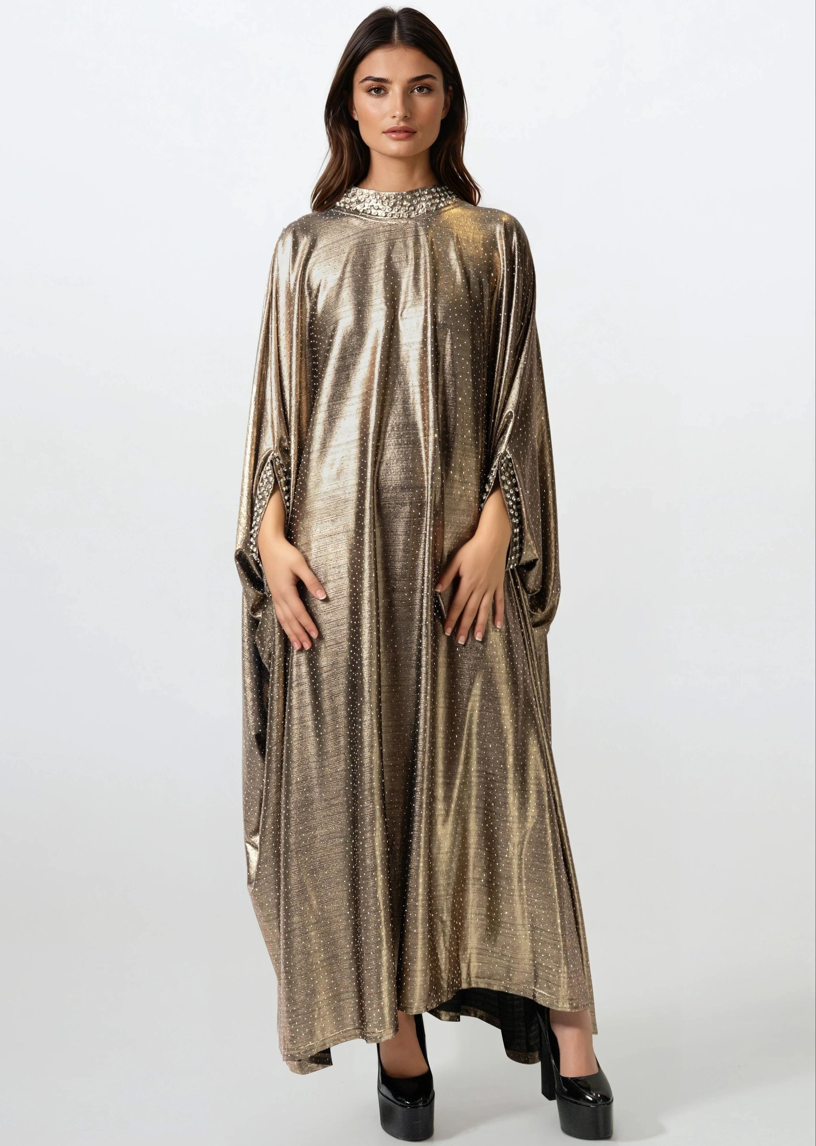 Draped Rhinestone Kaftan Dress - Kate Hewko Draped Rhinestone Kaftan Dress - Kate Hewko