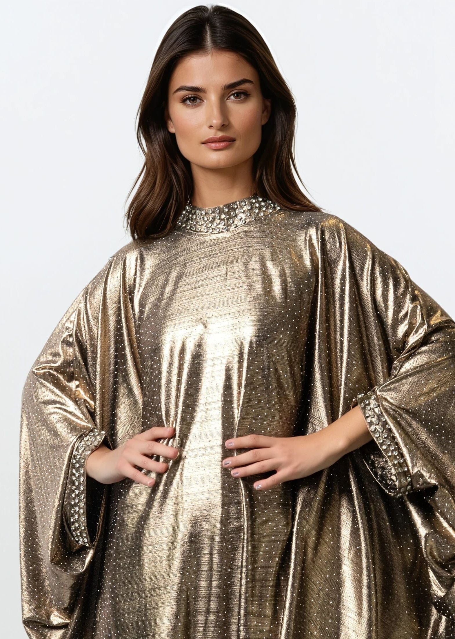 Draped Rhinestone Kaftan Dress - Kate Hewko Draped Rhinestone Kaftan Dress - Kate Hewko