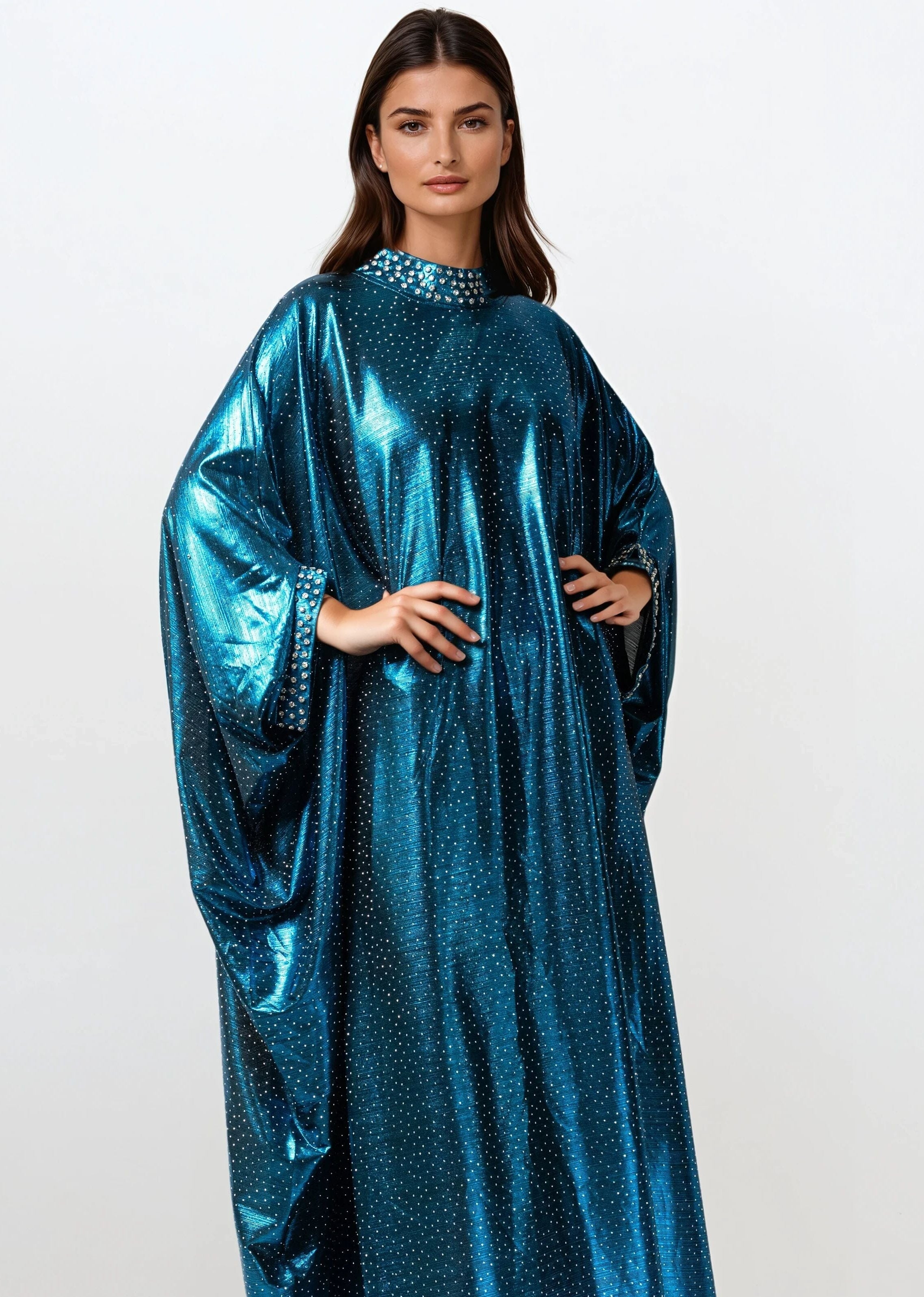 Draped Rhinestone Kaftan Dress Draped Rhinestone Kaftan Dress