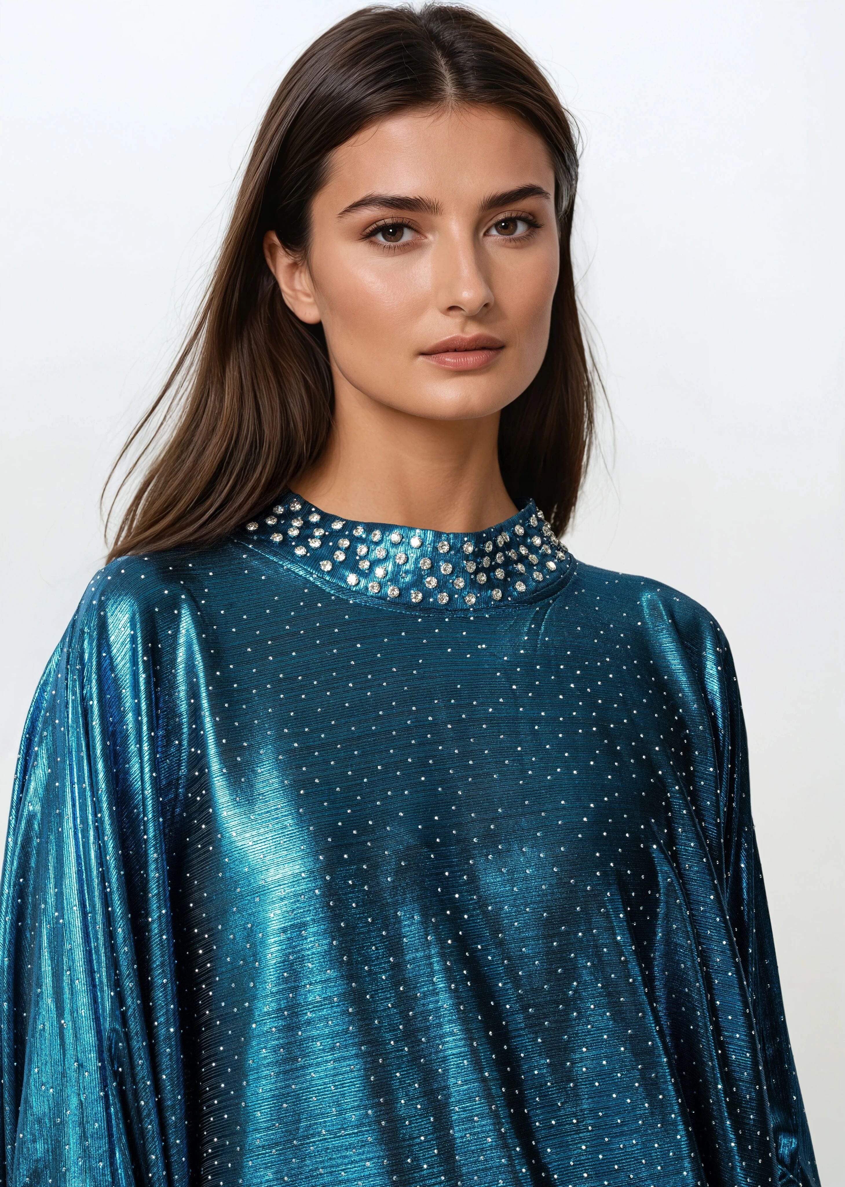 sequin kaftan dress Draped Rhinestone Kaftan Dress