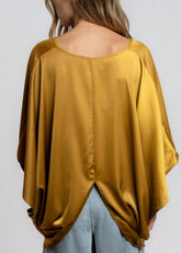 Draped V Neck Kaftan Top Blouses Kate Hewko 