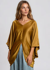 Draped V Neck Kaftan Top Blouses Kate Hewko 