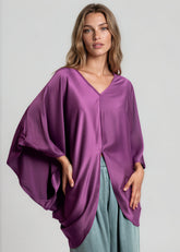 Draped V Neck Kaftan Top Blouses Kate Hewko 