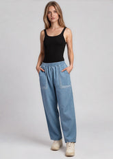 Elastic Waist Denim Jogger Pants Kate Hewko Light Denim One size 