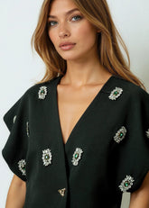 Embellished Brooch Wrap Blouse Blouses Kate Hewko 