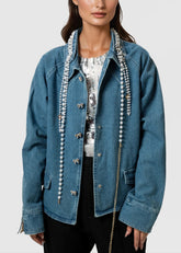 Embellished Denim Bow Jacket Outerwear Kate Hewko 