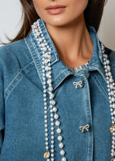 Embellished Denim Bow Jacket Outerwear Kate Hewko 