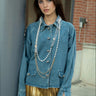 Embellished Denim Bow Jacket Outerwear Kate Hewko Light Denim One size 