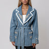 Embellished Lace Trim Denim Blazer Blazers Kate Hewko 