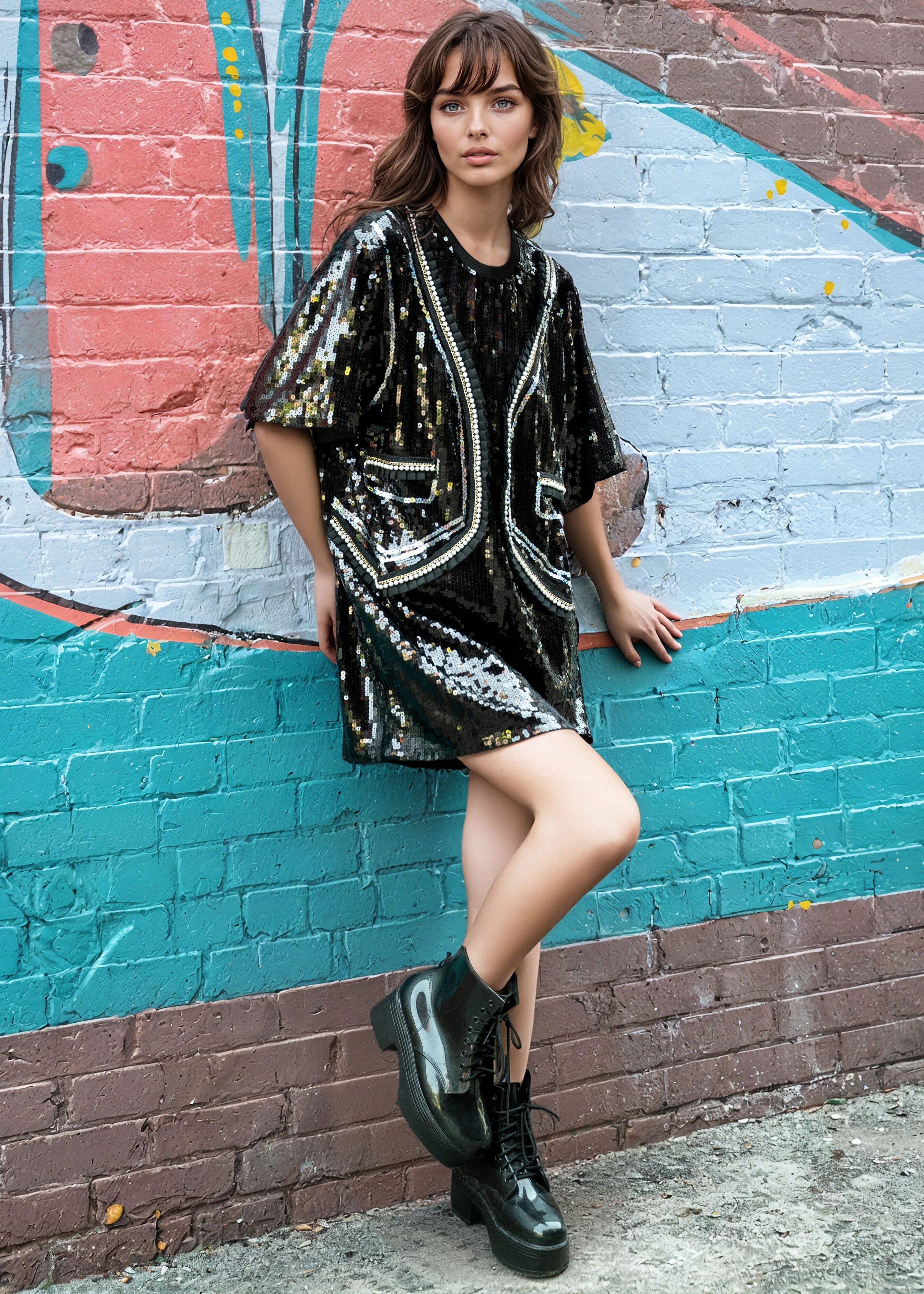 Embellished Tuxedo Sequin Tee Dress | Kate Hewko Embellished Tuxedo Sequin Tee Dress | Kate Hewko
