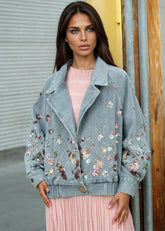 Embroidered Floral Denim Jacket Outerwear Kate Hewko 