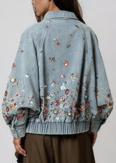 Embroidered Floral Denim Jacket Outerwear Kate Hewko 