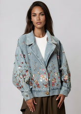 Embroidered Floral Denim Jacket Outerwear Kate Hewko 