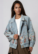 Embroidered Floral Denim Jacket Outerwear Kate Hewko 