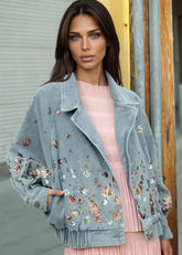 Embroidered Floral Denim Jacket Outerwear Kate Hewko 