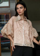 Embroidered Studded Collar Blouse Blouses Kate Hewko 