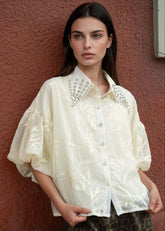 Embroidered Studded Collar Blouse Blouses Kate Hewko 