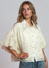 Embroidered Studded Collar Blouse Blouses Kate Hewko 