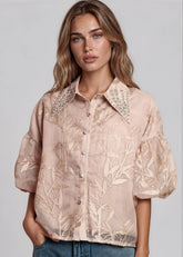 Embroidered Studded Collar Blouse Blouses Kate Hewko 