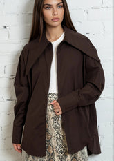 Exaggerated Collar Zip Blouse Blouses Kate Hewko 