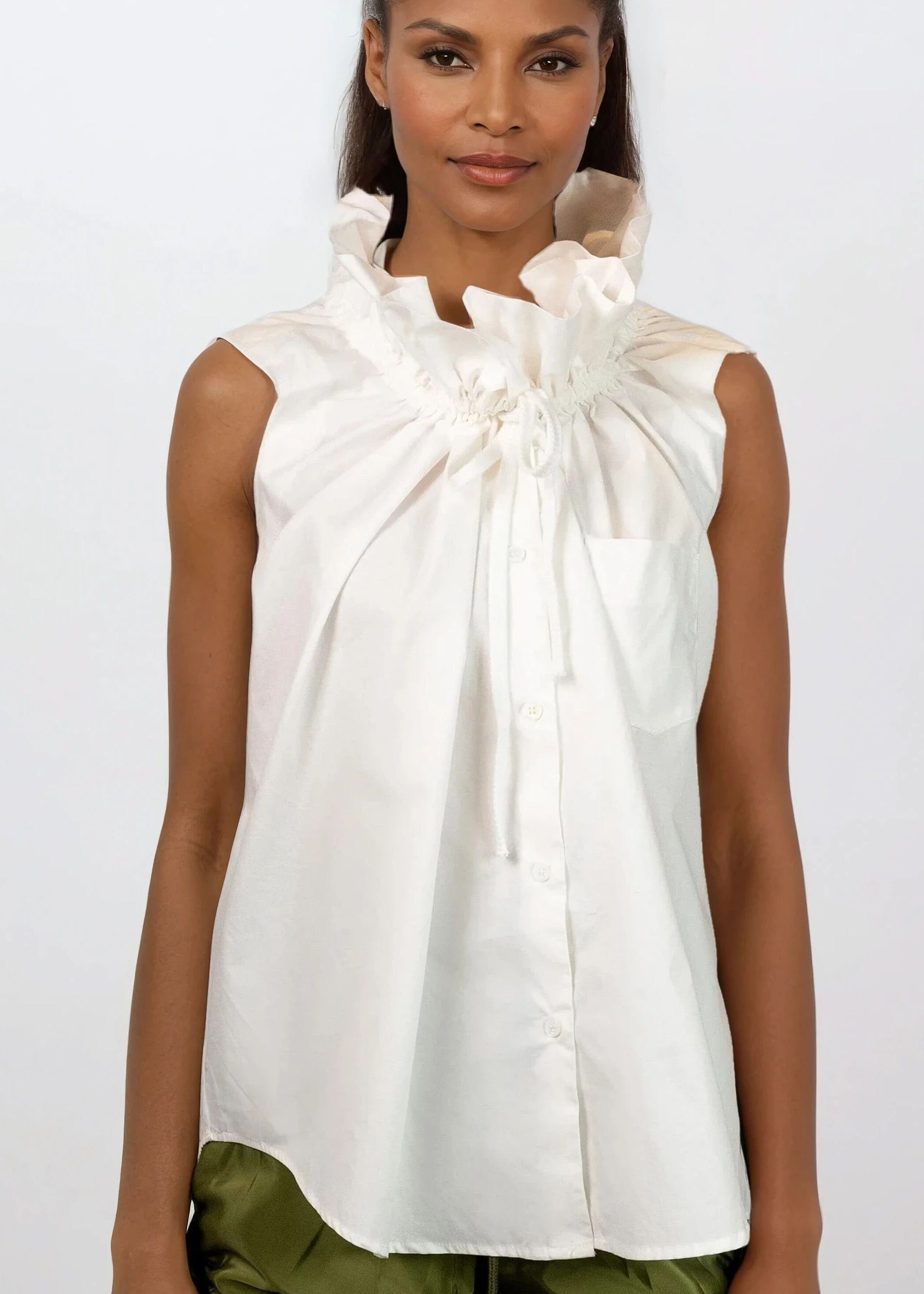 Exaggerated Neck Sleeveless Blouse Kate Hewko - Main Image