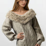 Faux Fur Collared Cable Knit Sweater Sweaters Kate Hewko 