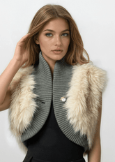 Faux Fur Cropped Knitted Vest Vests Kate Hewko 