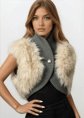 Faux Fur Cropped Knitted Vest Vests Kate Hewko 