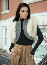 Faux Fur Cropped Knitted Vest Vests Kate Hewko 