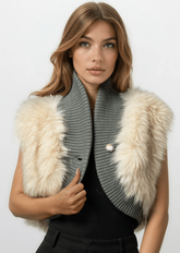 Faux Fur Cropped Knitted Vest Vests Kate Hewko 