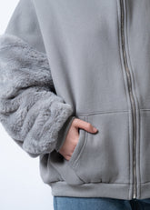 Faux Fur Sleeve Zip Hoodie Sweatshirts Kate Hewko 