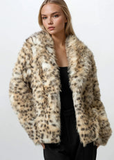 Faux Fur Snow Leopard Coat Outerwear Kate Hewko 