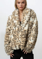 Faux Fur Snow Leopard Coat Outerwear Kate Hewko 