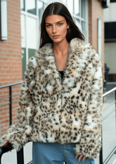 Faux Fur Snow Leopard Coat Outerwear Kate Hewko 
