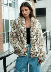 Faux Fur Snow Leopard Coat Outerwear Kate Hewko 