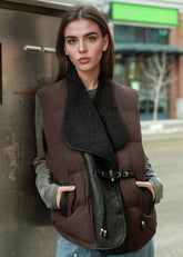 Faux Shearling Puffer Vest Vests Kate Hewko 