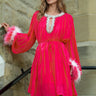 Feather Cuff Rhinestone Dress Dresses Kate Hewko Hot Pink One size 