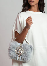 Feather Gemstone Clutch Bags Kate Hewko Grey 